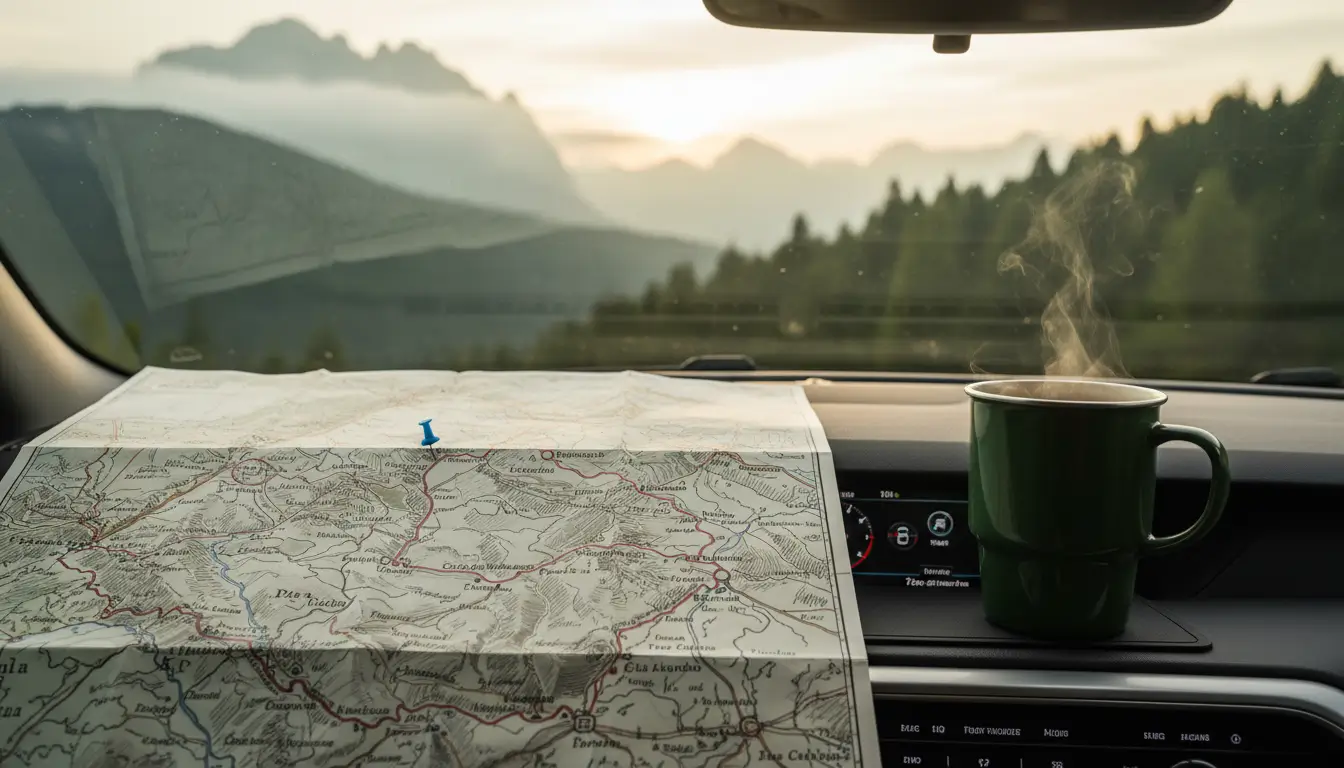 Een close-up van een papieren landkaart