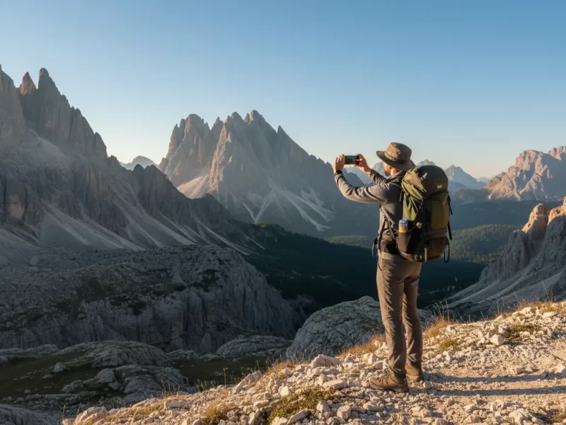 Een wandelaar met rugzak die geniet van het uitzicht
