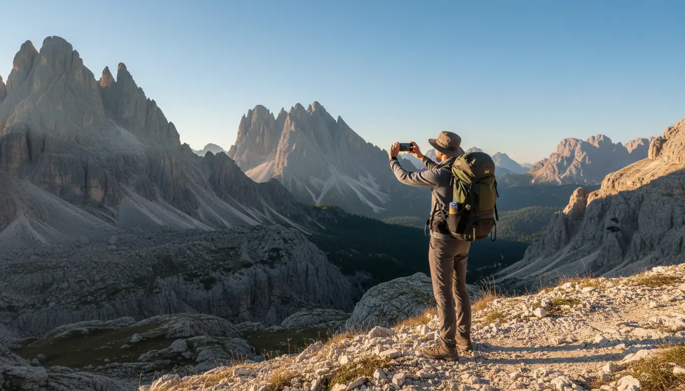Een wandelaar met rugzak die geniet van het uitzicht