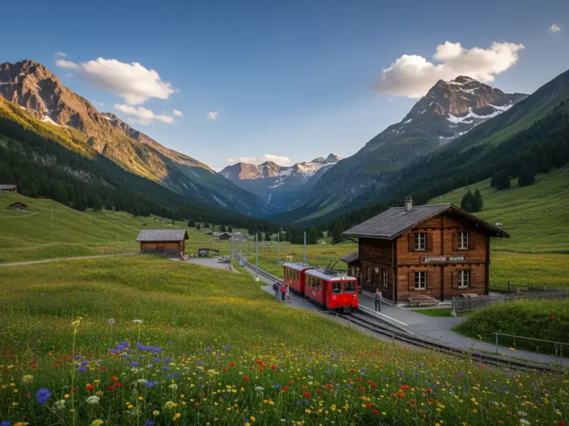 Een charmant houten treinstationnetje in de Alpen