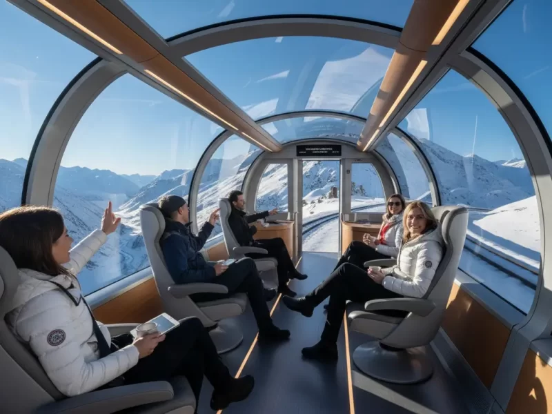 Een moderne panoramatreinwagon met extra grote ramen