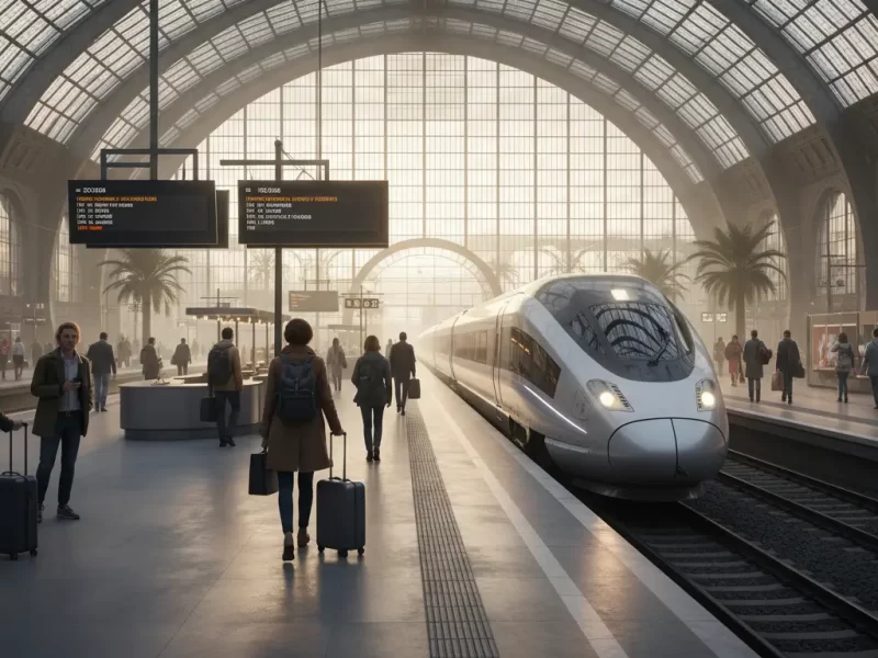 Moderne hogesnelheidstrein nadert het perron