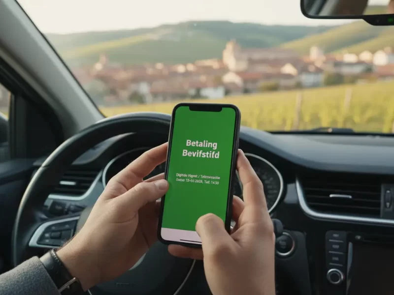 Een close-up van een smartphonescherm dat een groene 'Betaling Bevestigd'-melding toont voor een digitale vignet of een toltransactie.