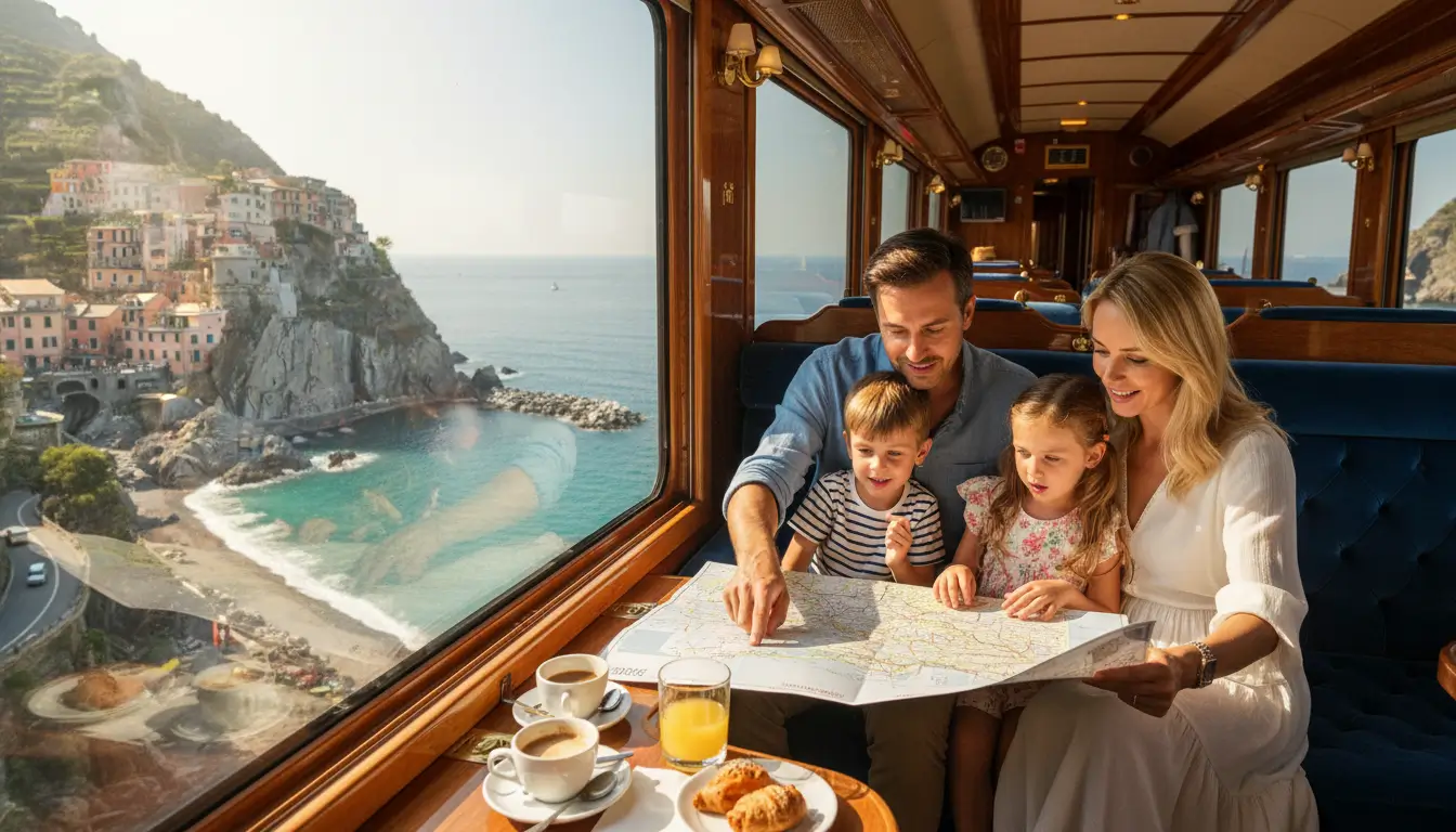 Ouders die naar een kaart wijzen met hun kinderen om hen heen verzameld.