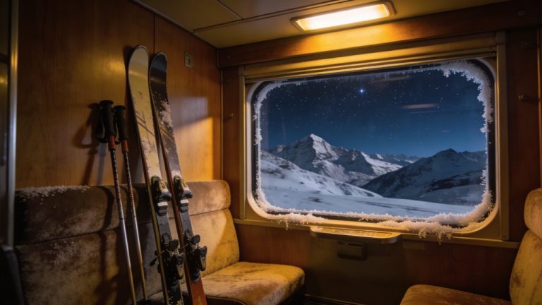 Skiing in the Alps by night train