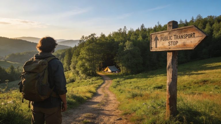 Nature campsites accessible by bus and train