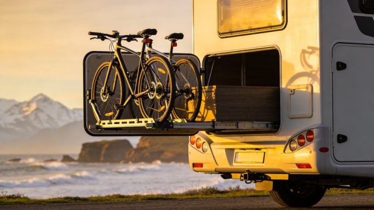 Motorhome garage for taking bikes on holiday