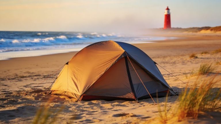Nature campsites on Texel with beach and lighthouse