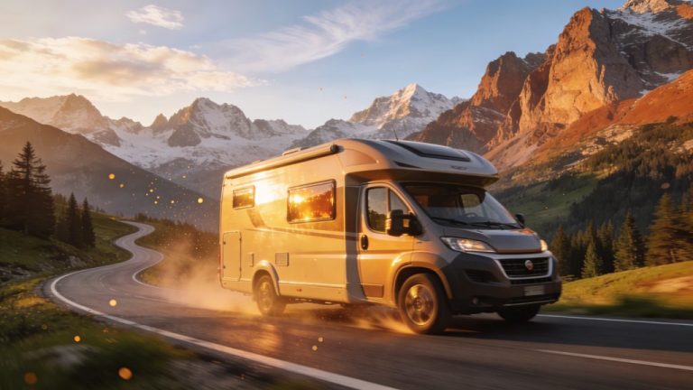 Driving an overcab motorhome through the mountains
