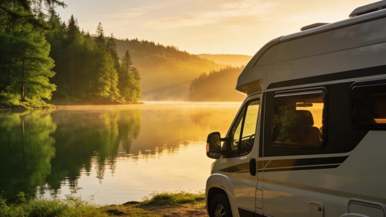 Folding trailer or motorhome for camping in nature